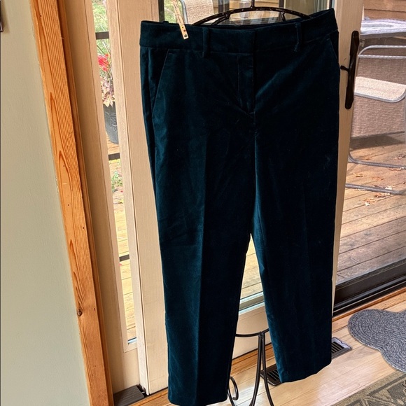 Loft Dark Teal Velvet Straight Leg Sz. 10 Pants w Pockets NWOT - Picture 1 of 15